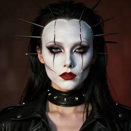 Pinhead from Hellraiser as a Maybelline covergirl model