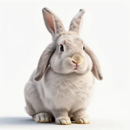 giant lop-eared bunny, clean 3d render, full body, isolated on a pure white background, centered, entire subject in frame, sharp focus, soft studio lighting