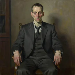 a painting of a man sitting in a chair, a fine art painting by francis bacon, trending on artstation, shock art, oil on canvas, macabre, apocalypse art