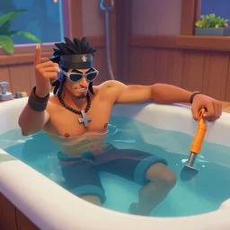 scarface playing fortnite in his hottub