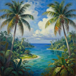 tropical dream, oil on canvas, surrealism, highly detailed, masterpiece, award - winning, artstationhd