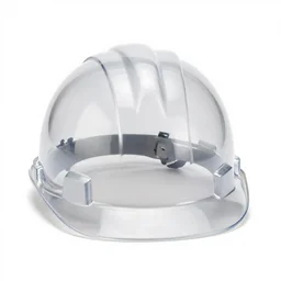 glass hard hat, 8k product photo, isolated on a pure white background, centered, entire object in frame, sharp focus, soft studio lighting