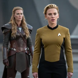 starfleet uniform, scarlett johansson, in starfleet uniform, playing lagertha in a scene from the tv series vikings, directed by christopher nolan