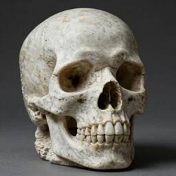 stone carving of a skull