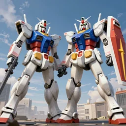 Tremendous battle scenes. The mighty God and Gundam. Gundam challenged God to a battle.