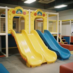 a 1990's photo of an indoor playground, nostalgic
