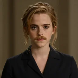 emma watson as james bond with a mustache