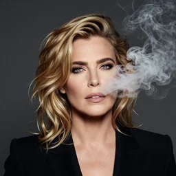 annie liebowitz photo of a man who's head is replaced with a puff of smoke