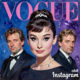 vogue magazine, elle magazine, instagram fashion, anime korean audrey hepburn portrait 3 / 4 centered, ilya kuvshinov, john singer sargent, oil painting, shaft anime key visual, tones of blue sapphire and tones violet amethyst, trending on artstation, intricate