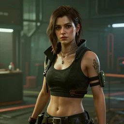 film still of Kathryn Celestre as Panam Palmer in Cyberpunk 2077, gameplay, 8k, HD
