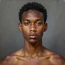 A portrait of a thin trendy and gorgeous non-binary person, dark skin tone, Maori people, oil painting by Kehinde Wiley, majestic, detailed, high resolution