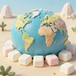 Ancient world built out of marshmellows