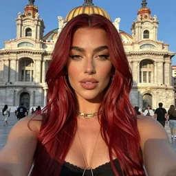 Selfie of Dua Lipa visiting the Zocalo in Mexico City