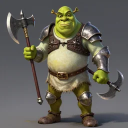 A realistic anime portrait of Shrek, warrior, D&D, dual Axe wielding, full body plated armor, dungeons and dragons, tabletop role playing game, rpg, jrpg, digital painting, by Stanley Artgerm Lau, Frank frazzeta, WLOP and Rossdraws, digtial painting, trending on ArtStation, SFW version