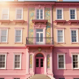 wes anderson building facade highly detailed, photo, artstation, 3 d render, sharp focus, art by tokiolab and alphonse mucha, 8 k, ultra realistic, lens flare, glow, soft lighting, hyperrealistic, unreal engine