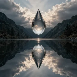 photo of water droplet symmetrical photorealistic!!!
