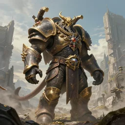 highly detailed portrait photo of a giant doomguard in a scenic dystopian environment, hyperrealistic illustration by william didier - pouget