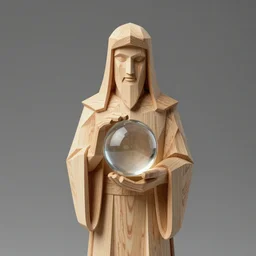 geometric wood wizard statue constructed out of wood, holding crystal ball, architecture, made out of wood, high details, lineart, by vincent di fate, inking, black and white screen print, masterpiece, trending on artstation, sharp, high contrast, hyper - detailed, photo realism, hd, 4 k, 8 k