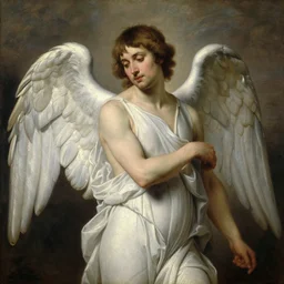 painting of male angel, painting by jan matejko, soft lighting, classical art, oil on canvas, wet - on - wet technique, beautiful, elegant, sharp focus, highly realistic, intricate textures, illusionistic detail,