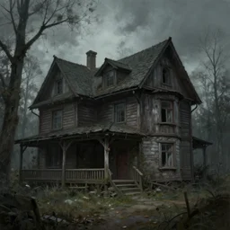 a creepy house in the style of Anton Semenov, digital art, realistic painting, High definition