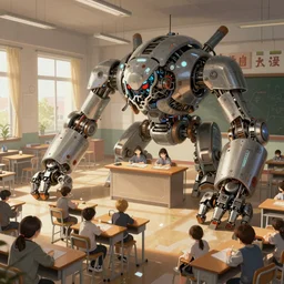 an intricate concept art, illustration, fantasy micro - world inside a school classroom, large mechanical biomes, ultra photorealistic, ultra sharp, pinterest, artstation, cgsociety, pinterest, digital art, anime colors, style by wlop, hyperrealistic, octane render, 8 k