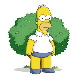 highly detailed photograph of homer simpson as a bush