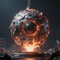high tech nuclear fusion, futuristic, 8 k texture, technology, render in octane, artstation, art by artgerm, greg rutkowski, and magali villeneuve