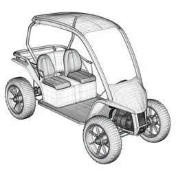 autocad wireframe project of an electric buggy, 8 k, super detailed, 4 5 degrees