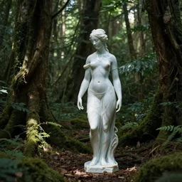 a porcelain marble woman in deep forest grotto, dappled light on the forest floor, by abbott fuller graves