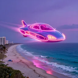 ocean beach florida by greg rutkowski craig mullins ross tran mucha neon flying cars matte painting fantasy specular lighting trending on artstation