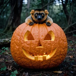 a photo of a giant mutant lemur pumpkin in its natural habitat, kodak ektachrome e 1 0 0 photography