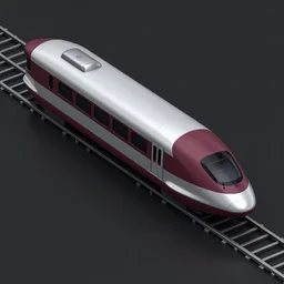 isometric concept art for a maglev train, dark and soft lighting, 3d render, 8k, openttd, maroon accents, metallic reflections, 2077