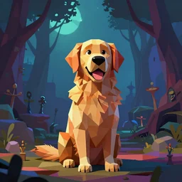 low poly, pixar, golden retriever, golden retriever, golden retriever, magic realism, mysterious vivid colors by andy kehoe and amanda clarke en un mundo de gediminas pranckevicius y shamsia hassani
