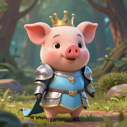 very cute and adorable little anthropomorphic piggy knight princess, piglet, cartoon , fantasy forest, pale blue armor, cute and adorable, pretty, Dysney, Pixar style, photorealistic, 3d render, octane render, HDR, 8k, highly detailed, DnD character art portrait, matte fantasy painting, DeviantArt Artstation, by Jason Felix by Steve Argyle by Tyler Jacobson by Peter Mohrbacher, cinematic lighting