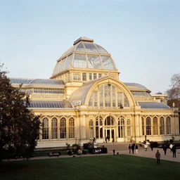 a color photograph of the crystal palace, london exhibition of 1 8 5 1, golden hour,