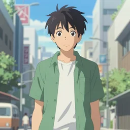 front view, anime city, lorenzo lanfranconi, beeple, makoto shinkai