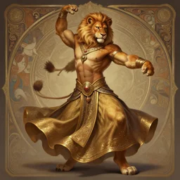 full body photograph of a male anthropomorphic mountain lion man fursona arabian dancer, belly dancing, deep focus, intricate, elegant, highly detailed, digital painting, artstation, concept art, matte, sharp focus, illustration, d & d, fantasy, hearthstone, art by artgerm and greg rutkowski and alphonse mucha