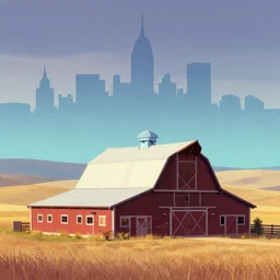 a beautiful, sharp focus, and immaculate barn on the palouse. vaporwave ombre rendering. outrun style. trending on artstation. recommended for you behance. by chris moore. by edward hopper. beeple colors. ambient occlusion. digital matte painting. metropolis filmic. gotham city. overcast.