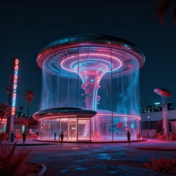 urbex by richard rogers, infrared water sci - fi neon signs san andreas clear night extraterrestial atlantis, archdaily, wallpaper, highly detailed, trending on artstation.