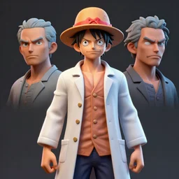 3 d model of luffy as a modern scientist, portraiture, zbrush, mari, arnold, xgen, houdini, blender, sculpt, render, photorealism, hyperrealism, character design, portraits, r 3 ds wrap, unreal engine 5, octane, smooth