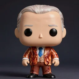 funko pop character of joe biden in a bacon suit.