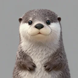 anthropomorphic furry otter with grey fur, cartoony