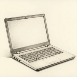 pencil sketch of a laptop, di vinci style,
