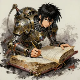 semi reallistic gouache gesture painting, by yoshitaka amano, by ruan jia, by conrad roset, by denning guy online artists, detailed anime 3 d render of monstrous magic book, a strange magical book, portrait, cgsociety, artstation, rococo mechanical, digital reality, sf 5 ink style, dieselpunk atmosphere, gesture drawn