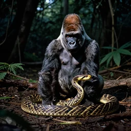 a photo of a rattlesnake gorilla creature in its natural habitat, kodak ektachrome e 1 0 0 photography