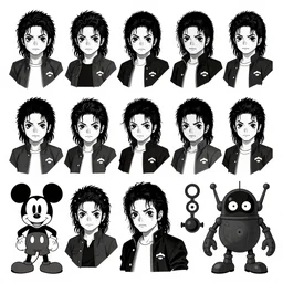 character design sheets for camp black face, single michael jackson, michael jackson, michael jackson, michael jackson, michael jackson, michael jackson, michael jackson, michael jackson, ( ( ( mickey mouse ) ) ), nendroid, stephen bliss style