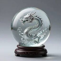 a floating crystal ball containing a dragon