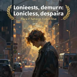 loneliness, despair, single person, city, artwork, painting, depth of field, ultra wide shot