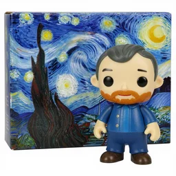 van gogh ( happy ) ( painting starry night ) stop motion vinyl action figure, plastic, toy, butcher billy style