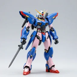 a female gundam with blue jets is in the shape of a metal beetle ， the gundam left hand with laser knives, the body is full of cyber lamp, all body is in pink and red color style, daniel, intricate mechanical details, futuristic, 2 k aesthetic, dramatic lighting, 8 k, ue 5 render, 3 d octane render, provenance, detailed, trending on artstation